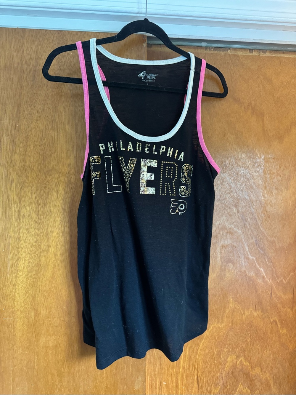 Philadelphia Flyers Women's Black Tank Top with Pink Trim